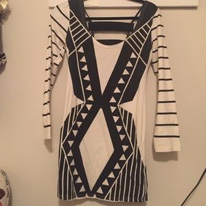 Black and white l/s dress