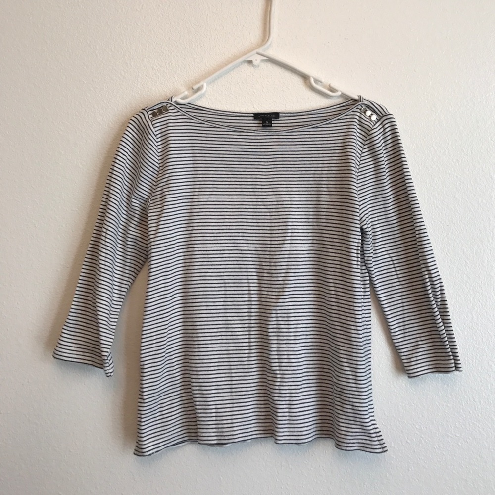 Ann Taylor Stripe 3/4 Sleeve Shirt Top
