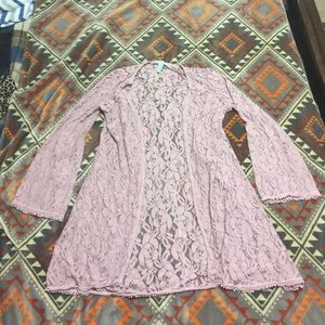 Blush purple/pink lace cardigan/cover up
