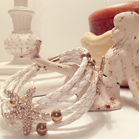 Starfish braided leather bracelet