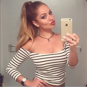 Just Stripes Off-Shoulder Top - WITH TAGS!