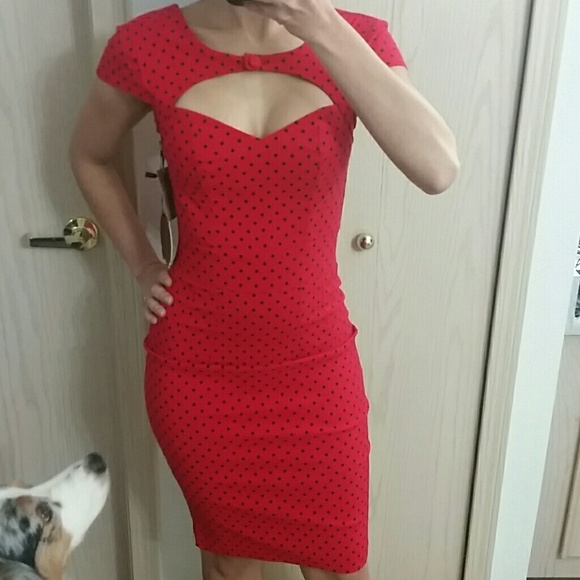 Red Polka Dot Pencil Dress