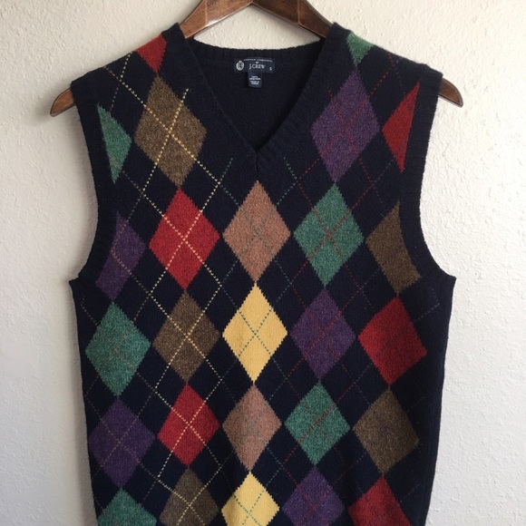 J.CREW Navy/Multi Lambswool Argyle Sweater-vest
