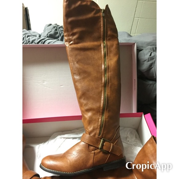 Knee high cognac boots