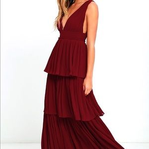 Lulu's GENTLY ADRIFT WINE RED MAXI DRESS