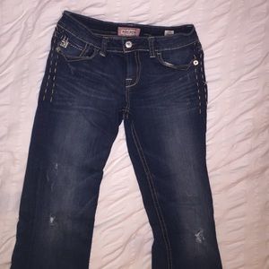 MEK Denim bootcut jeans with cute pocket detail!