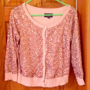 American eagle pink rose gold sequin sweater