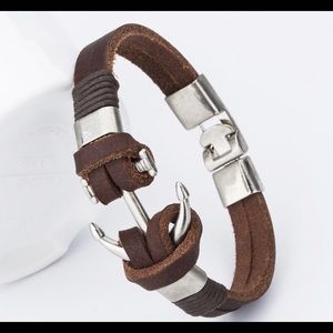 Brown Leather anchor bracelet
