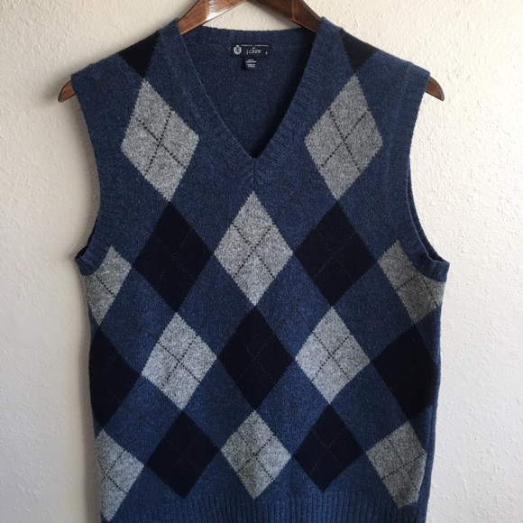 J.CREW Men's Lambswool Argyle V-Neck Sweater-Vest