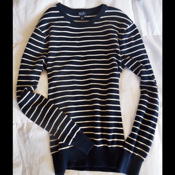 J Crew Navy/White Crewneck Sweater