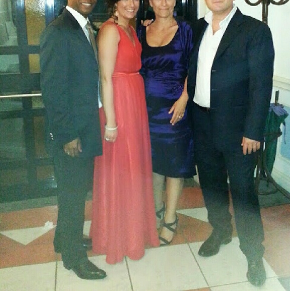 PRICE DROP ⬇️ V Neck Red Chiffon Evening Dress - Picture 3 of 4