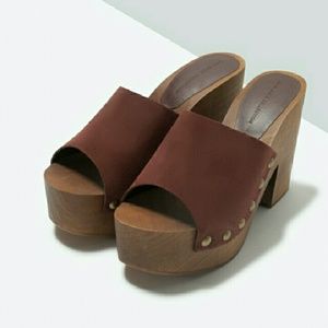 Zara Suede Platform Clogs