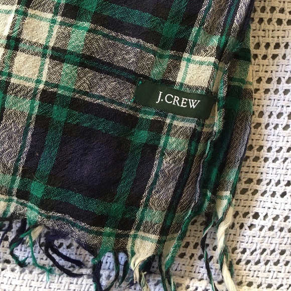 J.CREW Plaid Linen Cotton Blend Scarf