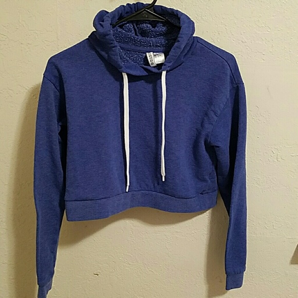 Blue crop top hoodie