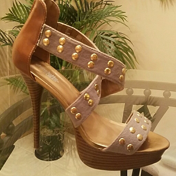 Charlotte Russe Charm Khaki Combo Heels