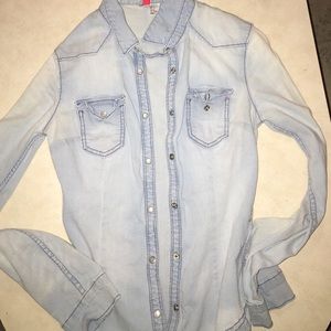 Light wash jean shirt