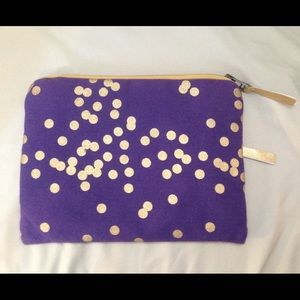 *SALE* Purple Canvas Padded Pouch with Gold Dots