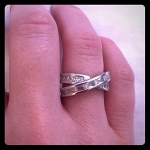 Cross cross silver ring