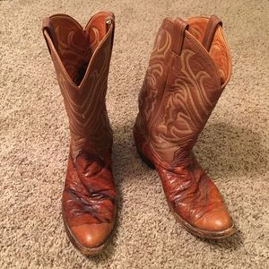 Tony Llama eel skin leather boots