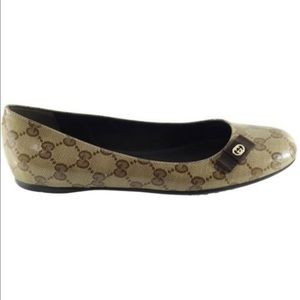GUCCI 317040 Crystal Canvas GG Bow Tie Flats