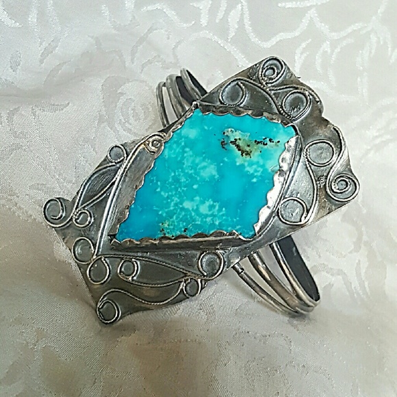 🌸SOLD 🌸Kingsman Turquoise 925 Silver Cuff - Picture 2 of 4