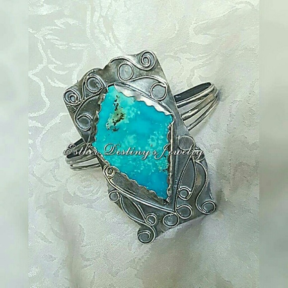 🌸SOLD 🌸Kingsman Turquoise 925 Silver Cuff - Picture 4 of 4