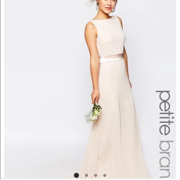 ASOS Petite TFNC Sateen Bow Back Maxi Dress,Blush