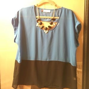 Sheer blue/black Tshirt
