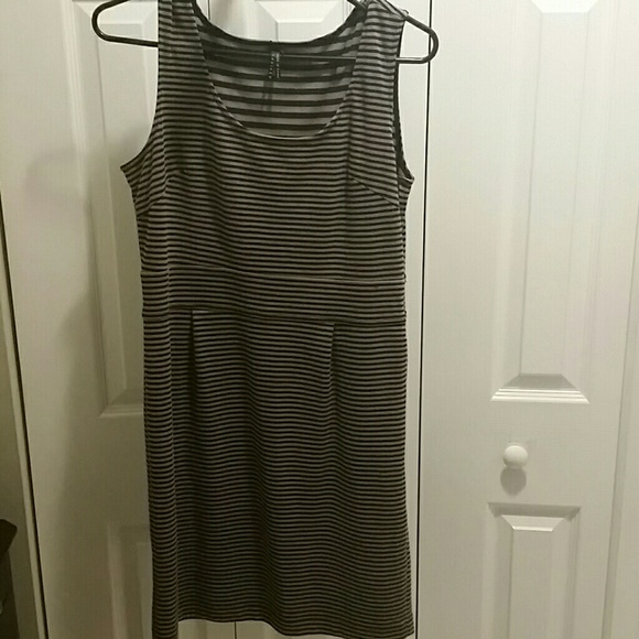 Tan black striped dress
