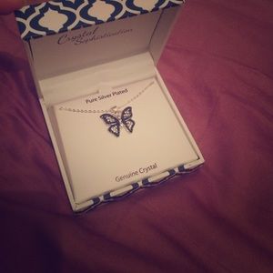 Pure Silver Plated Genuine Crystal Necklace