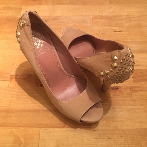 Vince Camuto nude heels with gold studs. $20