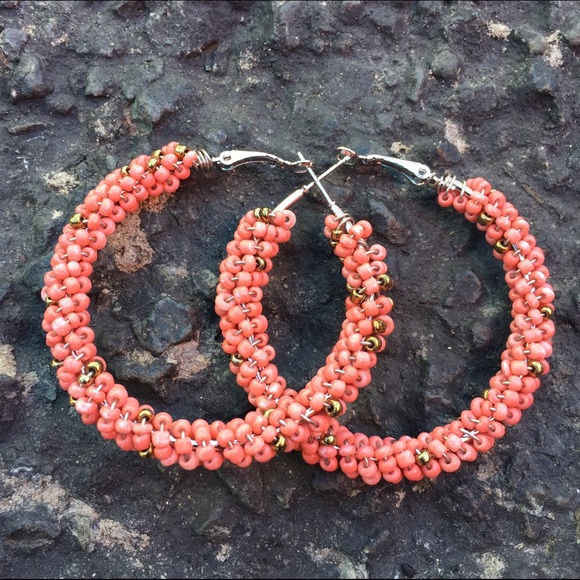 Coral Seed Hoop Earrings