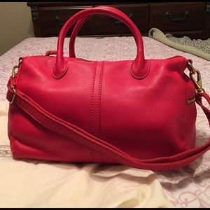 Red Fossil Satchel