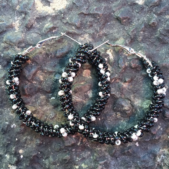 Black Seed Hoop Earrings