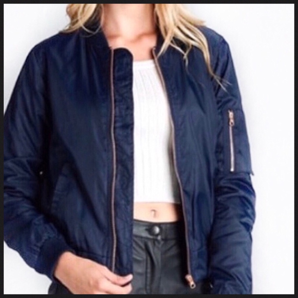 Last 1! NAVY BOMBER bomber jacket - Picture 1 of 7