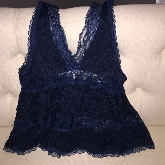 Intimately Free People blue lacy top - Picture 2 of 3