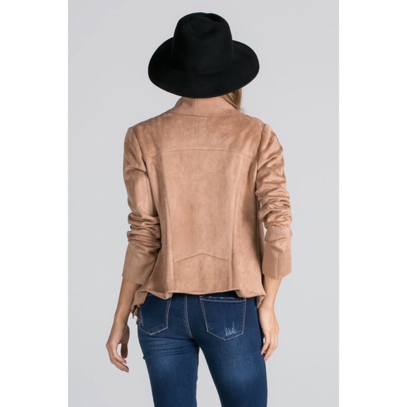 Khaki suede zipper jacket blazer - Picture 4 of 4