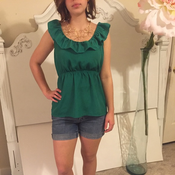 Ruffled green top