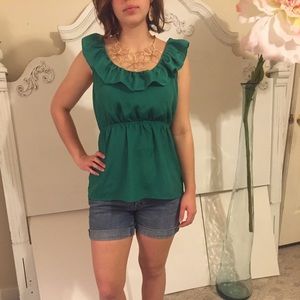 Ruffled green top