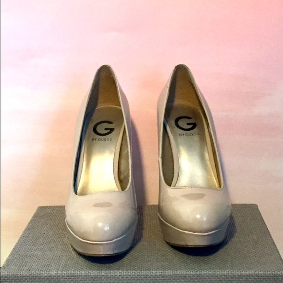 Guess patent nude platforms, size 8.5