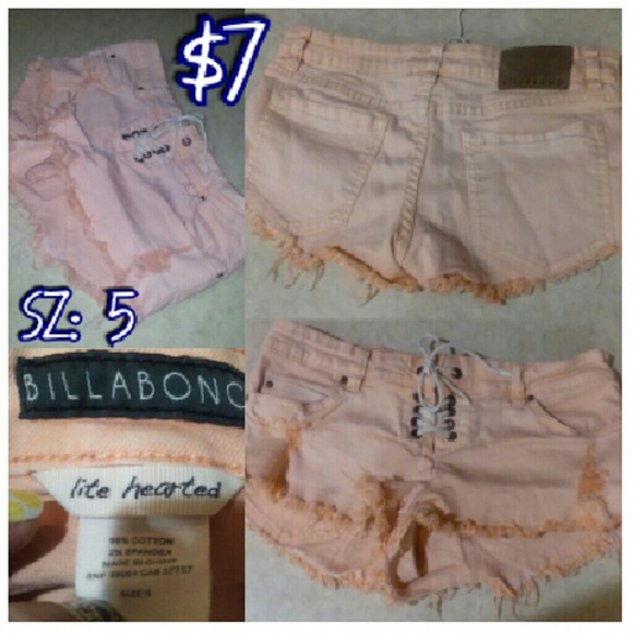 BILLABONG MINI PEACH SHORTS SZ:5/SMALL - Picture 1 of 1