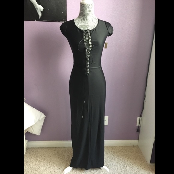 VINTAGE 90s Long Gown Lace Up Dress Size S/M