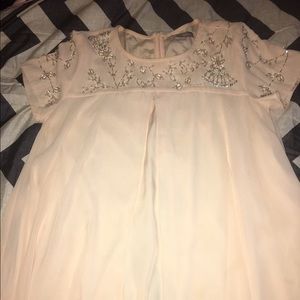 Peach Chiffon jeweled babydoll dress