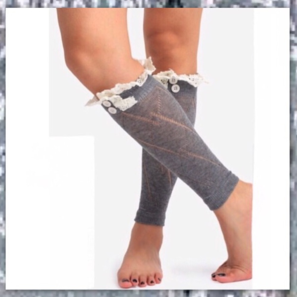 •new• GREY LACE BOOT SOCKS - Picture 1 of 1