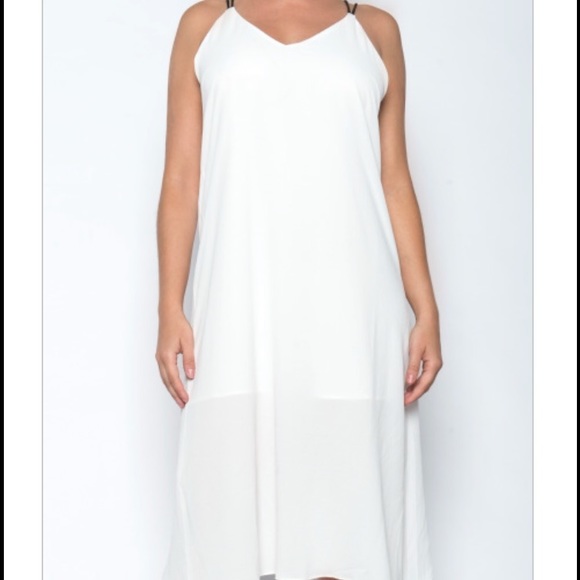 Tie-back white flowy asymmetrical dress