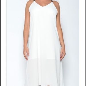 Tie-back white flowy asymmetrical dress