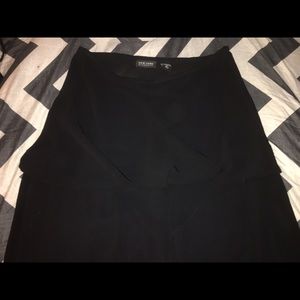 Long black chiffon style skirt, with high split