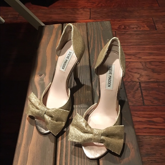 Gold Glitter Steve Madden Bow Heels