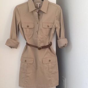 Khaki safari shirt dress. Perfect condition. Small