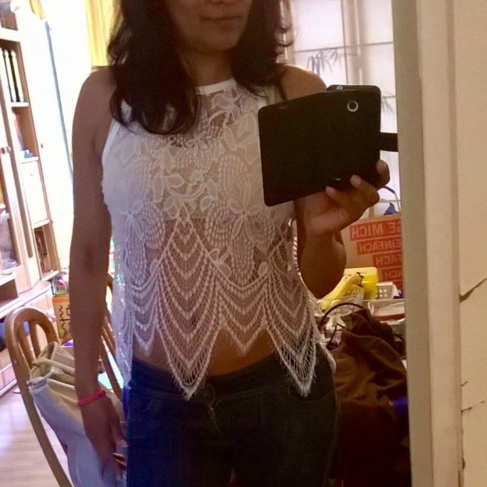 Summer Beach White Lace Sleeveless Tank Top + - Picture 8 of 8